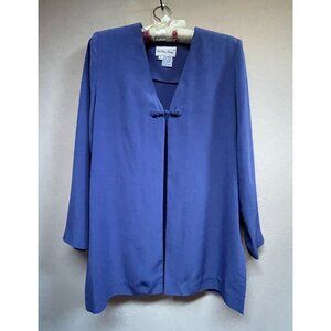 Vintage The Very Thing Womens Chinese Style Blouse Small Long Sleeve Blue Casual